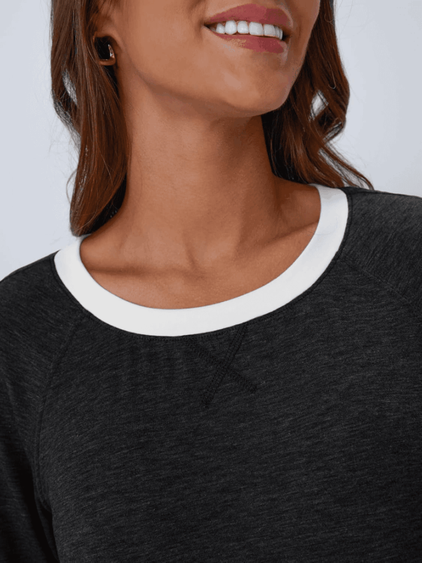 Womens Long Sleeve Shirts Color Block Casual Crewneck Tops Tshirt Basic Tee Fall Fashion Clothes Trendy Outfits - Image 5