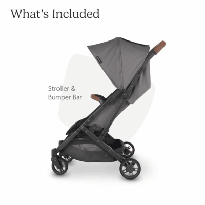 Minu V2 Travel Stroller Lightweight, Portable Design One-Hand Fold Shoulder Strap and Leather Bumper Bar Included Greyson (Charcoal Mélange/Carbon Frame/Saddle Leather) - Image 2