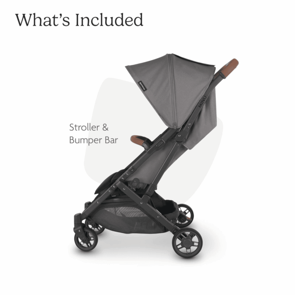 Minu V2 Travel Stroller Lightweight, Portable Design One-Hand Fold Shoulder Strap and Leather Bumper Bar Included Greyson (Charcoal Mélange/Carbon Frame/Saddle Leather) - Image 2