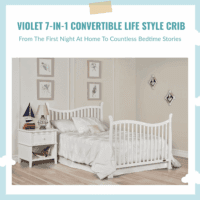 Violet 7-In-1 Convertible Life Style Crib in White, Greenguard Gold Certified, 4 Mattress Height Settings, Made of Sustainable New Zealand Pinewood - Image 5