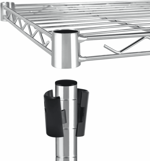Heavy Duty 5-Shelf Storage Shelves, 1750Lb Loading Capacity, 35.43" W X 17.72" D X 70.87" H Adjustable Shelving Unit with Wheels, Chrome, 2 Pack - Image 4
