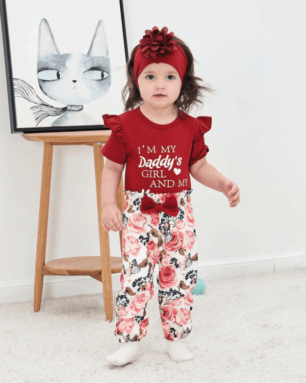 Newborn Infant Baby Girl Clothes Ruffle Romper Toddler Girl Floral Cotton Pant Sets Girls Clothing Outfit - Image 2