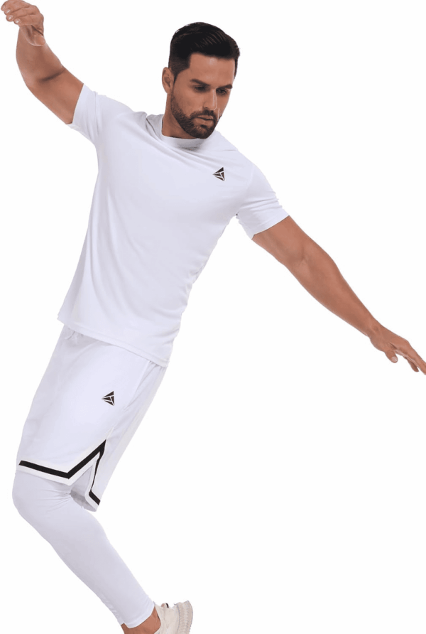 2 Piece Workout Set Gym Clothes for Men Shirt and Shorts with Leeggings Moisture-Wicking Athletic Outfits - Image 5