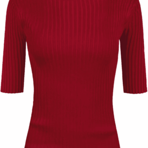 Women Turtleneck 1/2 Half Sleeve Highly Stretchy Ribbed Knit Fitted Sweater