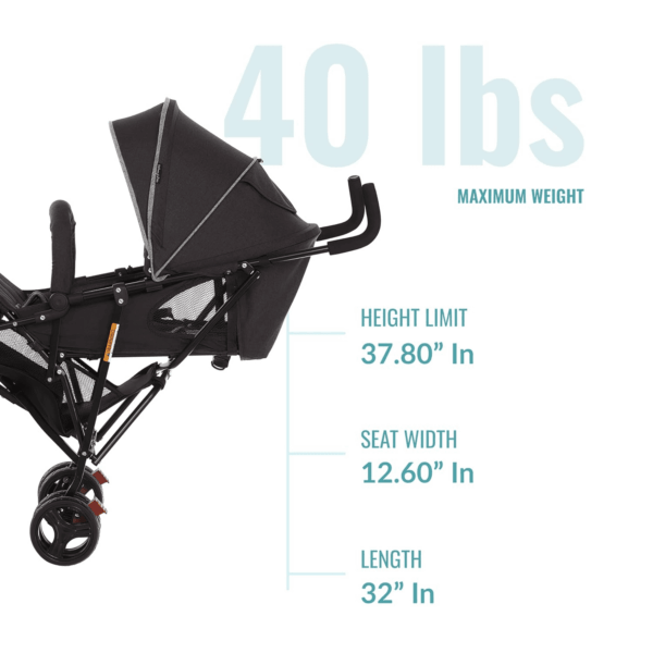 Vista Moonwalk Baby Stroller in Black, Lightweight Infant Stroller with Compact Fold, Multi-Position Recline Umbrella Stroller with Canopy, Extra Large Storage and Cup Holder - Image 4