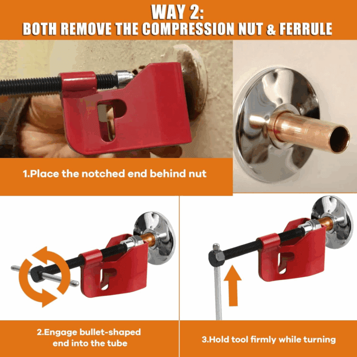Compression Sleeve Puller Tool Remove Ferrule & Nut of Pipe, Ferrule Puller for 1/2” Copper Water Compression Sleeve & 1/2-Inch Copper Tubing, Plumbing Tools Compression Ring Removal Tool - Image 4