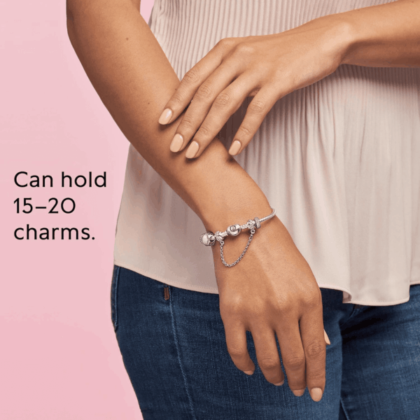Moments Heart Clasp Snake Chain Bracelet - Compatible Moments Charms - Gift for Her - Sterling Silver - with Gift Box - Image 7
