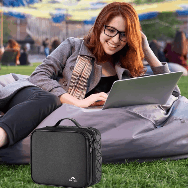 Cable Organizer Bag, Waterproof Travel Electronic Storage with Adjustable Divider, Shockproof Portable Double Layer Tech Bag Carrying Case for Cord, Earbuds, Charger, SD Card, DJ Gifts, Black - Image 6