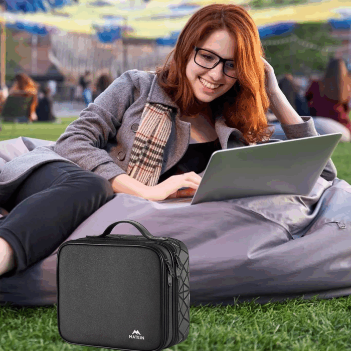 Cable Organizer Bag, Waterproof Travel Electronic Storage with Adjustable Divider, Shockproof Portable Double Layer Tech Bag Carrying Case for Cord, Earbuds, Charger, SD Card, DJ Gifts, Black - Image 6