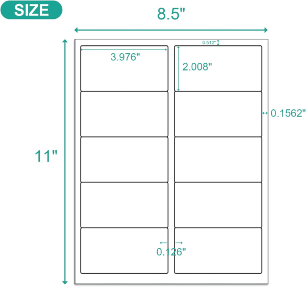 2X4 Shipping Address Labels - 500 Count, 50 Sheets for Printer - 10-UP Internet Mailing Stickers - 2" X 4" FBA Labels for Laser/Inkjet Printer - Image 2