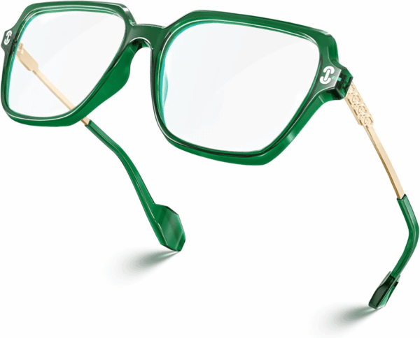 Oversized Blue Light Blocking Glasses with Chic Square TR90 Frame and Metal Temple for Women Men REMY