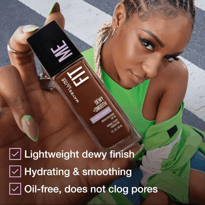 Fit Me Dewy + Smooth Liquid Foundation Makeup, Light Beige, 1 Count (Packaging May Vary) - Image 5