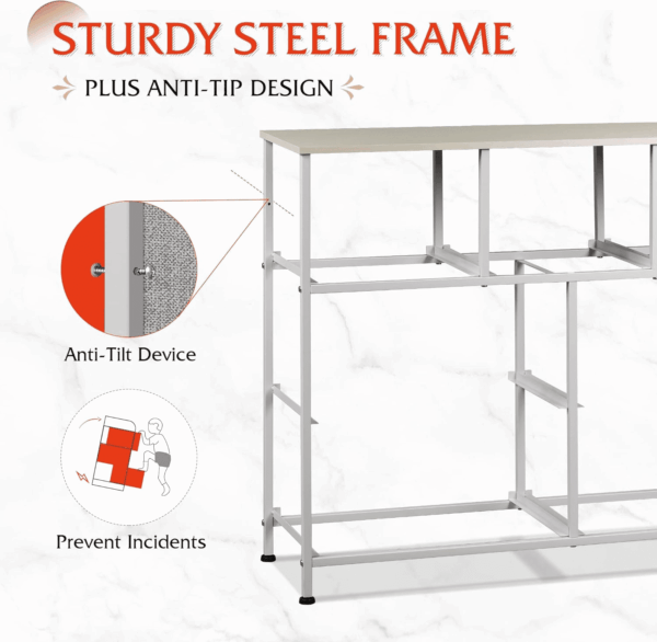 7 Drawer Dresser TV Stand, Entertainment Center, Media Console Table with Metal Frame and Wood Top for TV up to 45 Inch, Chest of Drawers for Bedroom, Living Room, Light Grey - Image 8