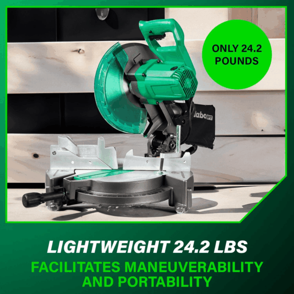 10-Inch Compound Miter Saw, 15-Amp Power Saw with Large 10-Inch Table, Precision Miter Angles, Single Bevel 0-45°, 24T TCT Blade, Positive Stops, Lightweight Design, C10FCGS - Image 7