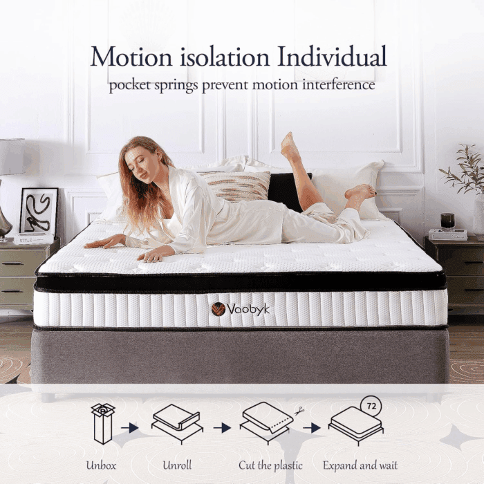 Queen Mattress, 12 Inch Hybrid Queen Mattress in a Box, Memory Foam Mattress with Pocket Springs, Pressure Relief & Motion Isolation, Certipur-Us Certified, Medium Firm - Image 5
