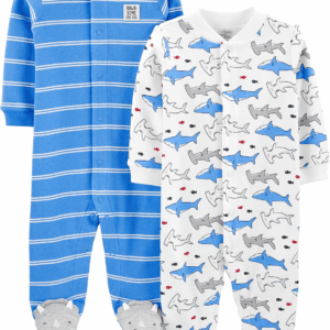Baby Boys' 2-Way Zip Thermal Footed Sleep and Play, Pack of 2