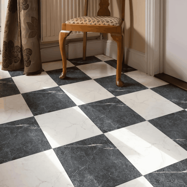 Peel and Stick Vinyl Floor Tiles 30-Pack 12 X 12 Inch, Self Adhesive Waterproof Flooring Planks for Kitchen, Dining Room, Bedrooms, Cover 30 Sq. Ft, Black & White Marble (15 Tiles per Color) - Image 2