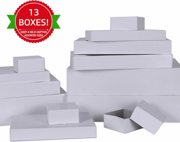 Premium 13 Piece White Gift Boxes with Lids of Assorted Sizes with 4 Inch Deep Robe Wrapping Boxes Set for Wrapping Christmas Gifts, Birthday, Holiday - Image 8