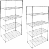 Heavy Duty 5-Shelf Storage Shelves, 1750Lb Loading Capacity, 35.43" W X 17.72" D X 70.87" H Adjustable Shelving Unit with Wheels, Chrome, 2 Pack