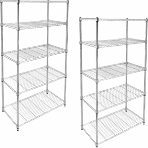 Heavy Duty 5-Shelf Storage Shelves, 1750Lb Loading Capacity, 35.43" W X 17.72" D X 70.87" H Adjustable Shelving Unit with Wheels, Chrome, 2 Pack