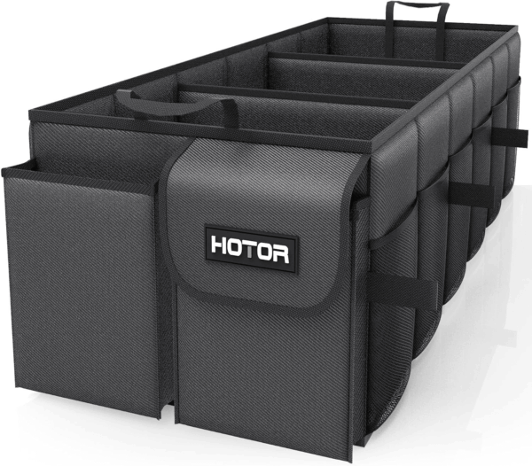 Foldable Trunk Organizer - SUV & Sedan Compatible, 3 Compartment, Black, 31.9"×12.6"×10.6" Sturdy Car Organization for Accessories, Tools, Sundries