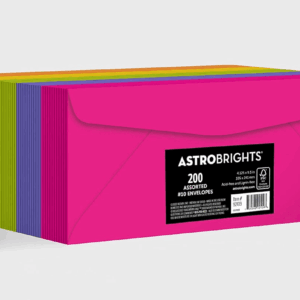 Color 10 Envelopes, 4.125" X 9.5", 24 Lb/89 Gsm, "Happy" 5-Color Assortment, 200 Pack (92109)