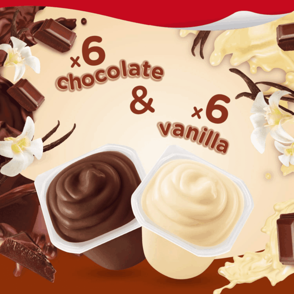 Chocolate and Vanilla Flavored Pudding Cups Family Pack, 12 Count Pudding Cups (1 Pack) - Image 4