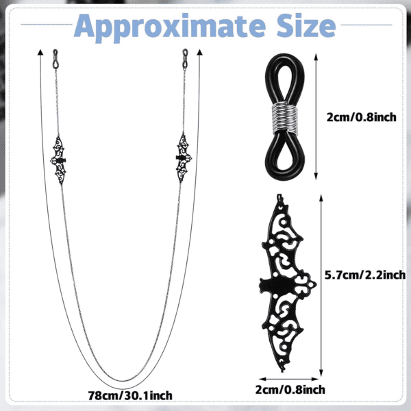 2 Pieces Glass Chains Bat Goth Sunglasses Eyeglass Eyewear Lanyard Halloween Party Accessories for Women Men - Image 2