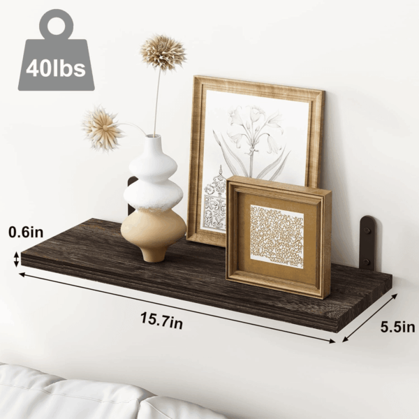Wood Floating Shelves - Set of 6, Wall Mounted, Farmhouse Style for Bedroom & Bathroom - Image 3