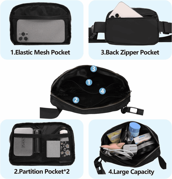 Birthday Gifts Christmas Personalized Gift for 4 5 6 7 8 9 10 11 12 13 14 Year Old Girls Teen Sister Kid Initial Letter Fanny Pack Trendy Stuff Crossbody Bag Black Letter A - Image 3