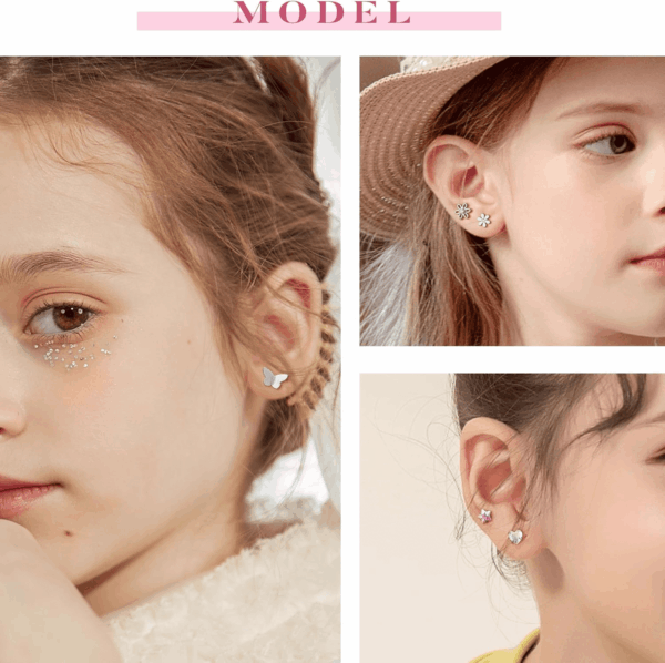 16 Pairs Hypoallergenic Screw Back Earrings for Women Girls 316L Stainless Steel CZ Pearl Ball Heart Flower Screwback Flat Back Stud Earrings Jewelry Gift Women Multicolored Pink - Image 3