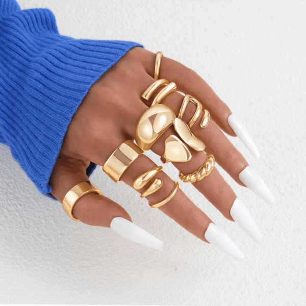 10 PCS Gold Rings Set for Women Non Tarnish, 18K Gold Plated Chunky Stackable Rings, Statement Stacking Womens Ring Pack - Image 8
