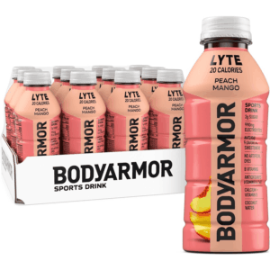 LYTE Sports Drink Low-Calorie Sports Beverage, Peach Mango, Coconut Water Hydration, Natural Flavors with Vitamins, Potassium-Packed Electrolytes, Perfect for Athletes, 16 Fl Oz (Pack of 12)