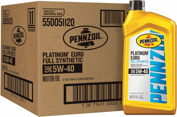 Platinum Euro Full Synthetic 5W-40 Motor Oil, 1 Quart (6 Pack)