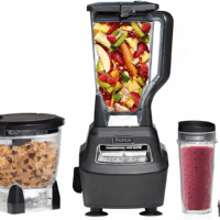 Blender, Mega Kitchen System, 1500W, 4 Functions for Smoothies, Processing, Dough, Drinks & More, with 72 Blender Pitcher, 64 Processor Bowl, 2 Nutri Cups + Lids, Black, BL770