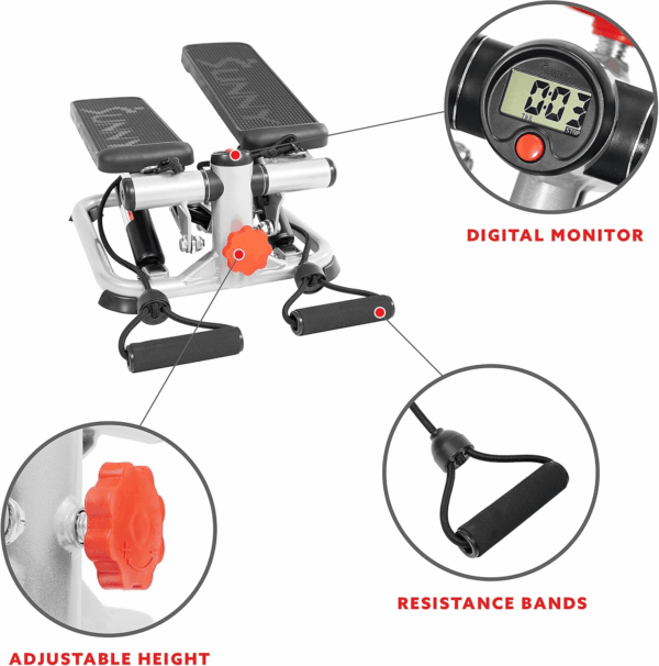 Mini Steppers for Exercise at Home, Stair Step Workout Machine, Full Body Cardio Equipment, with Optional Free Sunnyfit App Connection and Resistance Band - Image 3