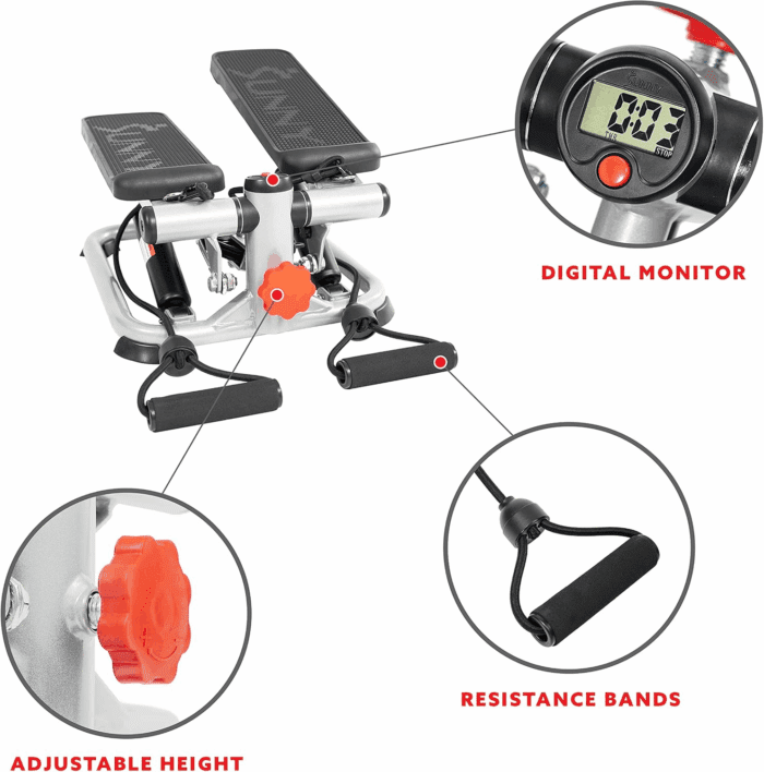 Mini Steppers for Exercise at Home, Stair Step Workout Machine, Full Body Cardio Equipment, with Optional Free Sunnyfit App Connection and Resistance Band - Image 3