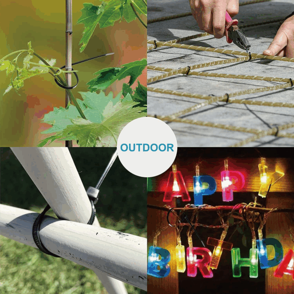 Zip Ties Assorted Sizes(4”+6”+8”+12”), 400 Pack, Black Cable Ties, UV Resistant Wire Ties by - Image 6
