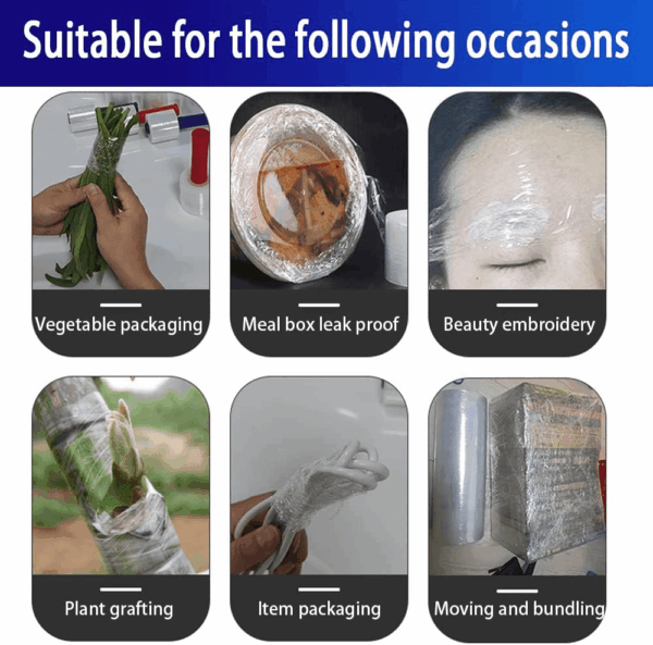 4 Pack Industrial Clear Stretch Wrap Film, 80 Gauge Thick, 3" X 1000Ft Plastic Pallet Film, Industrial Strength Stretch up to 500% for Moving, Furniture, Wrapping, Shipping, Packing Materials - Image 4