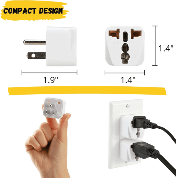 Bates- European Plug Adapter, 2 Pc, Travel Adapter, US to Europe Plug Adapter, EU Adapter, Electrical Adapters, Converter Plug - Image 3