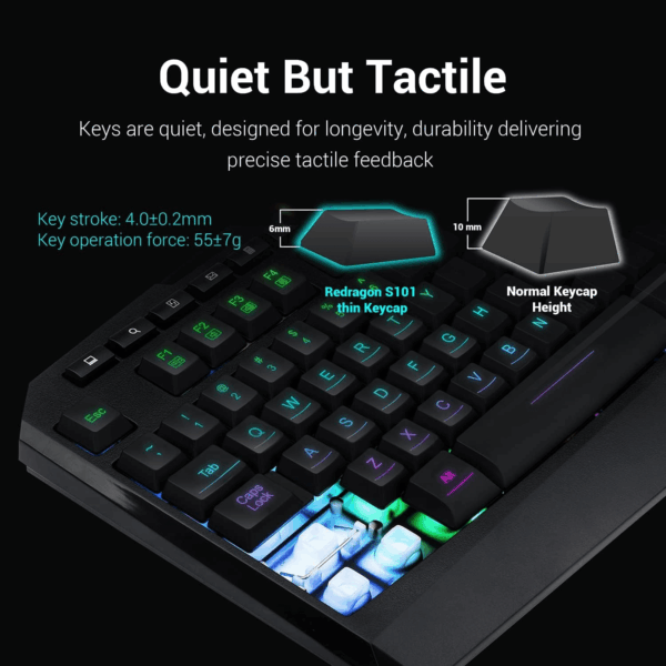 S101 Gaming Keyboard, M601 Mouse, RGB Backlit Gaming Keyboard, Programmable Backlit Mouse, Value Combo Set [New Version] - Image 3
