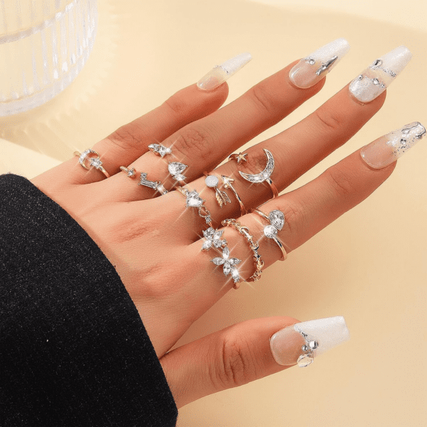 Gold Stackable Rings for Women Gifts Trendy Stuff Simple Star Moon Heart Knuckle Rings Set Boho Rings Cute Stuff Birthday Gifts Gold Rings Pack Jewelry Easter Basket Essentials Stuffers - Image 3