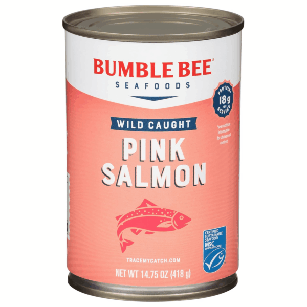 Canned Pink Salmon, 14.75 Oz Can - Premium Wild Caught Salmon with Skin & Bones - 18G Protein per Serving - MSC Certified Sustainable Seafood, Non-Gmo, Gluten Free, Kosher