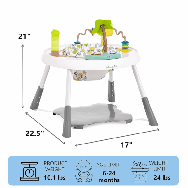 Curio Sit N Seek Baby Activity Center in Lime, 2 in 1 Activity Center and Play Table with 3 Detachable Toys and Music, 3 Level Height Adjustable Positions Activity Center for Baby - Image 7