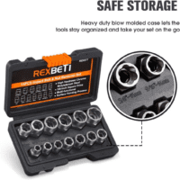 Impact Bolt & Nut Remover Set, 13+1 Pieces Bolt Extractor Tool Set with Solid Storage Case - Image 6