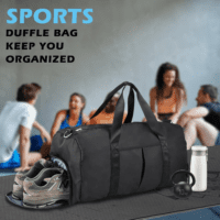 Gym Bag for Men, 40L Waterproof Sports Duffle Bags with Shoe & Wet Compartment, Small Carry on Travel Tote Bags with Trolley Sleeve for Personal Item, Fitness & Workout Gear, Black - Image 2