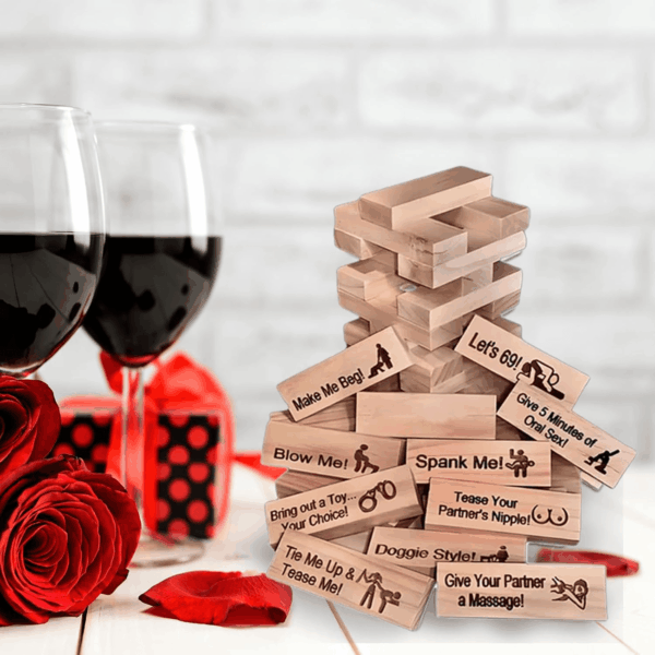 48Pcs Wooden Tumble Tower - Party Night Blocks, Stacking Block Game for Family Game Night - Image 3