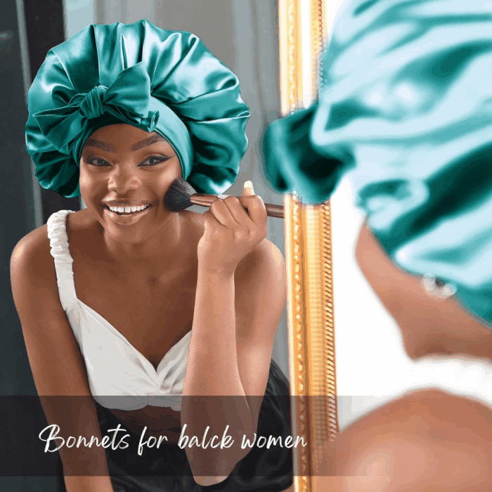 Silk Bonnet for Sleeping Women Satin Bonnet Double Layer Satin Lined Hair Bonnet with Tie Band Curly Hair - Image 5
