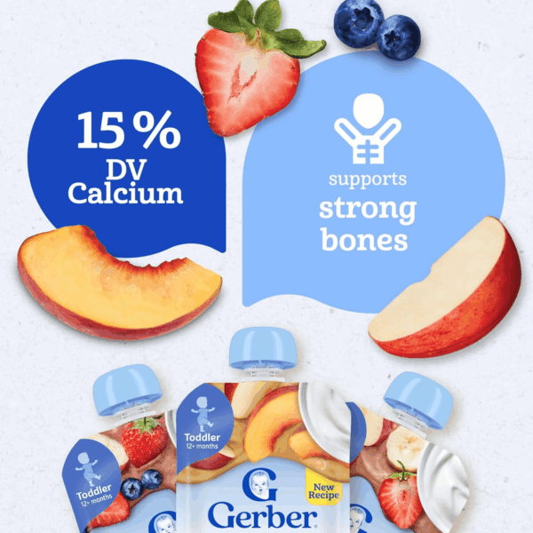 Baby Food Pouches, Very Berry (3), Peaches & Cream (2), Strawberry Banana (2), Value Pack, Fruit and Yogurt, Toddler, (3.5 Oz Each), (Pack of 9) - Image 4