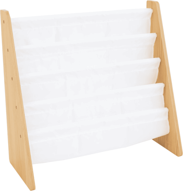 4-Tier Kids Bookshelf, Natural Wood/White - Premium Book Shelf for Kids Rooms with Four Deep Pockets - Toddler Sling Book Rack with Deep Sleeves, Nursery Bookcase Organizer - Image 3